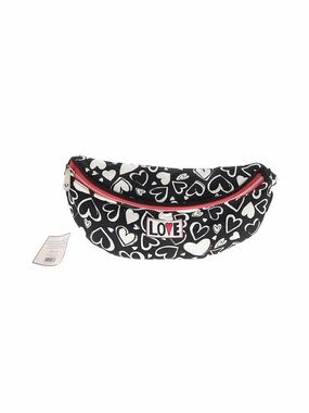 Brighton Black Heart-Print Waist Bag with Red Zipper